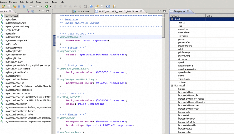 List of CSS for SAP Design studio