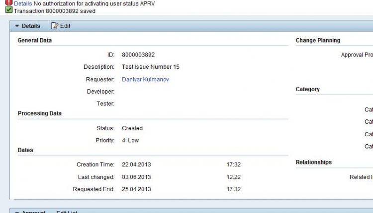 No authorization for activating user status APRV