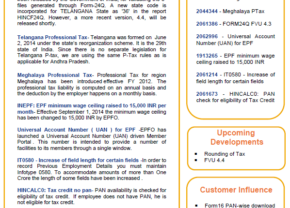 SAP HCM India Localization Quarterly Newsletter & Webinar