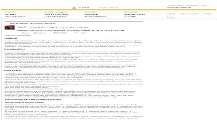 SAP product naming confusion